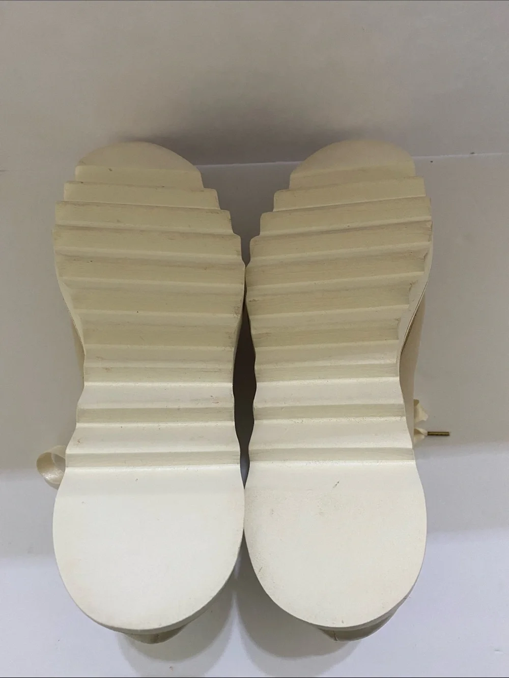 Trussardi Cream Platform Lace-Up Oxfords with Cork Midsole